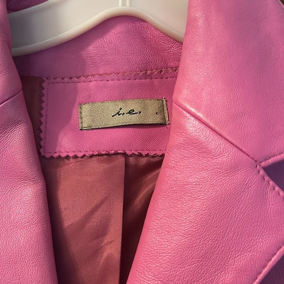Leather hot pink jacket, 3 snap front, size L - Picture 2 of 8